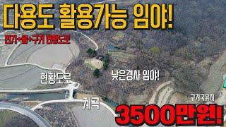 계곡 접한 임야~단돈 3500만원! 전체가 관리지역에 다용도 활용가능한 임야~전기 기본거리 그리고 구거국유지까지 가성비 최고 임야매물 세상사는 부동산