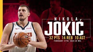 Nikola Jokić Full Game Highlights vs. Bucks  | 2/27/25