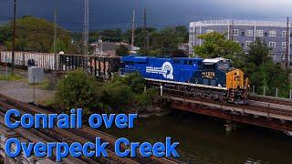 Conrail Heritage Unit Leads CSX M433 across Overpeck Creek