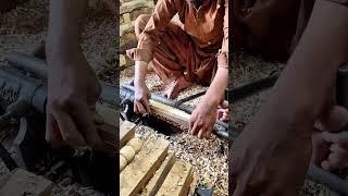 Skilled Hands Craft Wooden Furniture Part on Vintage Lathe #skilledhands #shorts