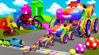 Rainbow Pit Transform In Big & Small: Lightning Mcqueen & Mater vs Pixar Cars! Beam.NG Drive!