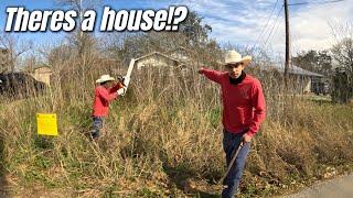 We Cleared An OVERGROWN Yard HIDING A Whole HOUSE! Epic Transformation