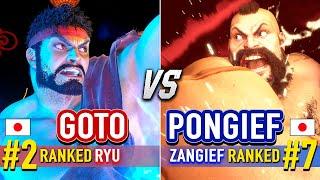 SF6  GOTO (#2 Ranked Ryu) vs PONGIEF (#7 Ranked Zangief)  Street Fighter 6 High Level Gameplay