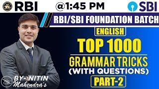 Top 1000 Grammar Tricks | Level 2 | English | By Nitin Mahendras | SBI & RBI Foundation Class