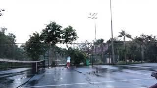 It rained overnight but we still played tennis and have a fun morning.