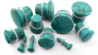 Howlite Turquoise Stone Plugs 8G - 5/8" | UrbanBodyJewelry.com