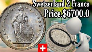 2 Fr Helvetica standing copper nickel coin value/ Swetzerland 2 Francs coin value (6700) in 2022.