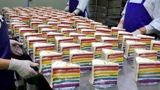 입안 가득! 무지개케잌이 피었습니다~!! 놓치면 다신 못볼 대량 생산 현장 / Amazing! Rainbow Piece Cake artisan/ korean street food