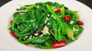 fried spinach, teach you the right way, spinach verdant, Less water and no astringency  healthy