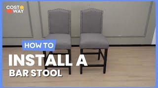 How to Install the 25 Inch Set of Upholstered Counter Height Bar Stools | JV10639-2 #costway #howto