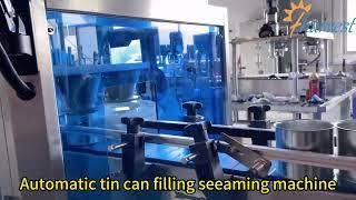 Automatic rotary type tin can filling equipment, Automatic metal canister crimping machine