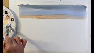 Snowy Frosty Misty Sunset Moor | step by step painting tutorial | easy palette knife art 