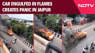 Jaipur News | Car On Fire Speeds Down Jaipur Road, Creates Panic