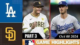 Los Angeles Dodgers Vs. San Diego Padres Part 3 Game Highlights Oct 08, 2024 | MLB Play Offs 2024