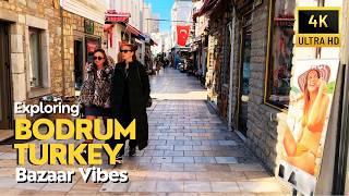 Turkey, Bodrum Bazaar (Çarşı) 4K Walking Tour | Bodrum City Center Streets, Market & Coastal Charms