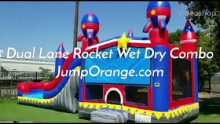 JumpOrange Rocket  Dual Lane Wet Dry Bounce House with Slide