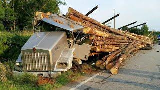 Amazing Dangerous Fastest Logging Wood Truck Operator Skill - Incredible Oversize Load Truck Driving