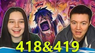 AN UPDATE ON THE CREW! One Piece Ep 418 & 419 REACTION & REVIEW