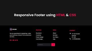 Responsive Footer Design using HTML & CSS | HTML CSS footer design  with source code
