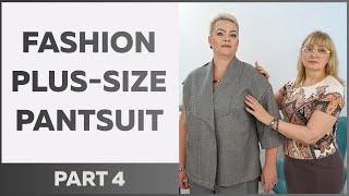 Fashion plus-size pantsuit: jacket with apache collar and wide pants. Part 4. Fitting and review.