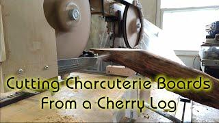 Rough Cutting Charcuterie Boards - From a Cherry Log