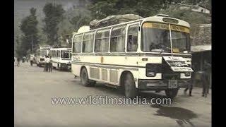 Old buses and Ambassador taxis from 1970's India