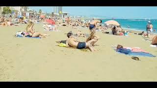 Walk and Tour, Barcelona Beach Walk. Summer 2021, 4K #shorts