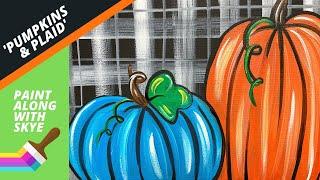 EP36- 'Pumpkins and Plaid' easy acrylic pumpkin painting tutorial step-by-step fall pumpkin painting