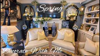 Spring Decorate With Me/Decorating My Fireplace Mantel Blue and White Decor