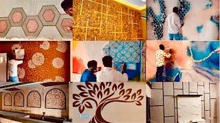 12 Different // Wall Painting // Texture Design Ideas // For Stencil And Masking Tape