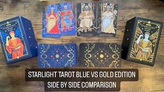 Starlight Tarot Side by Side Comparison of the Blue & Gold Editions