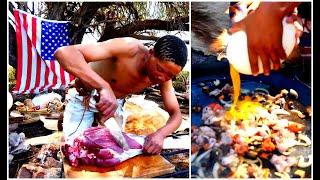 Cooking Deer Kebab - Ostrich Omelette AFRICA!