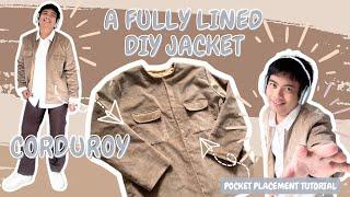 Easy Steps How To Sew Your Corduroy Jacket | Sewing Pockets With Flaps and Full Lining