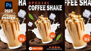 Create a Stunning Coffee Poster in Photoshop 2025 | Full Graphic Design Tutorial | Free Stock
