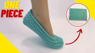 EASIEST Crochet Slipper Socks for Beginners - ONE PIECE!