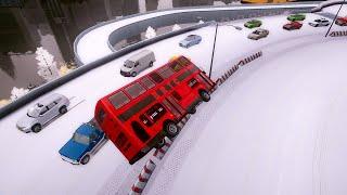 GTA 4 WINTER CRASH TEST OF REAL CARS #104