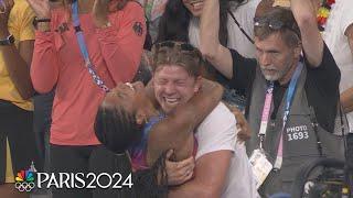 Hunter Woodhall goes WILD for wife Tara during long jump final | Paris Olympics | NBC Sports