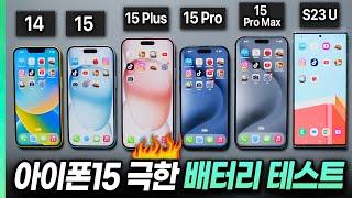 iPhone 15 Pro Max vs Galaxy S23 Ultra / 15 Pro / 15 Plus / 15 / 14 Battery Test!