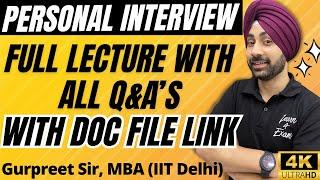 Personal Interview Masterclass  | Full Lecture + Answer Guide for Tier 1 MBA Colleges!