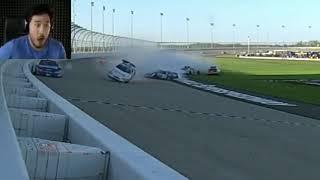 markiplier watches joe nemechek flip at nashville superspeedway