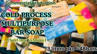 COMMERCIAL SOAP MAKING COLD PROCESS USING SWIRL TECHNIQUE PALM KERNEL OIL.