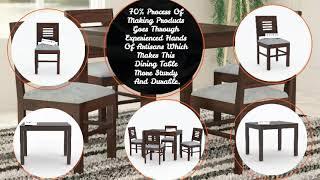 Solid/Sheesham Wood 4 seater dining table Grey Cushion walnut || #Douceurfurniture #funituredesign