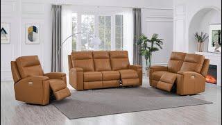 Prospera Home Frasier (Cognac) Leather Power Reclining Sofa