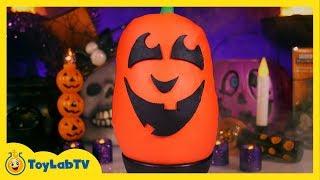 Giant Play Doh Jack-O'-Lantern Surprise Egg with Halloween Toys & Decorations from ToyLabTV