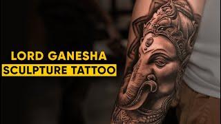 REALISTIC LORD GANESHA SCULPTURE TATTOO | @tattoosbyabhishek