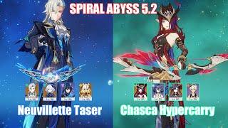 C1 Neuvillette Ororon Taser & C0 Chasca Hypercarry | Spiral Abyss 5.2 | Genshin Impact