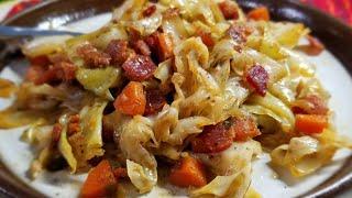 How to make FRIED CABBAGE AND BACON / With Carrots 