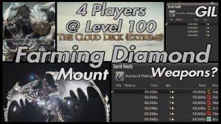 FFXIV: Diamond Weapon Unsynced - 4 Player Mount Farm at Level 100 (The Cloud Deck Extreme)