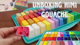 Unboxing HIMI gouache paint set  // twin cup jelly gouache //ASMR unboxing