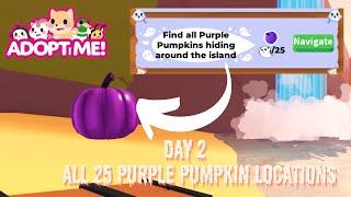 Finding ALL 25 Purple Pumpkins in Adopt Me! (Day 2) (Easy Guide) /ADOPT ME ROBLOX